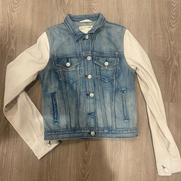 Rag & Bone denim/ leather sleeve jacket size s - Picture 2 of 16